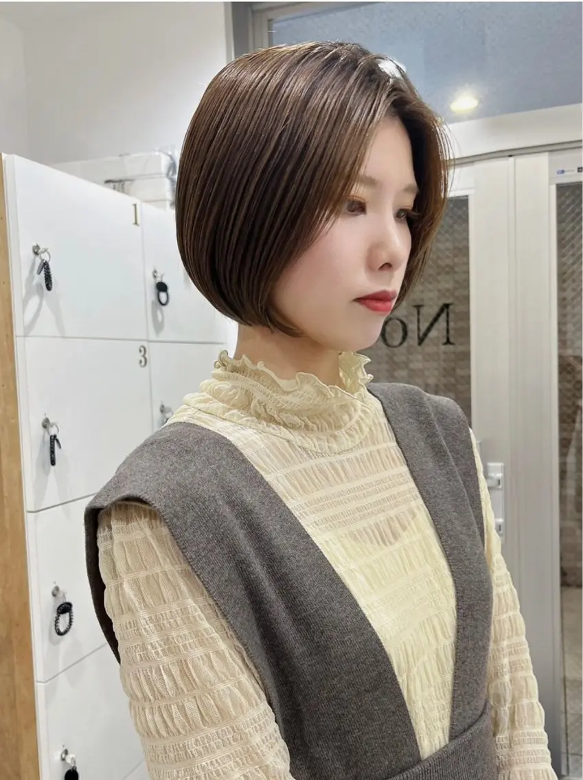 ミディアム カット ヘアカラー トリートメント 福井 茉菜美のヘアスタイル
