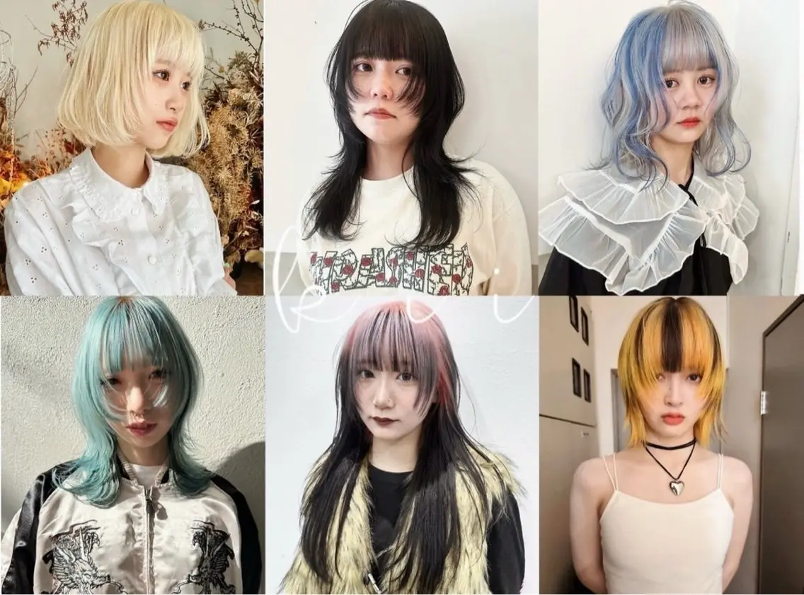 カラー バレイヤージュ 黒髪 ブリーチ ダブルカラー ハイライトカラー カット ヘアカラー kii🧺福岡美容室 パーマ/ウルフのヘアスタイル