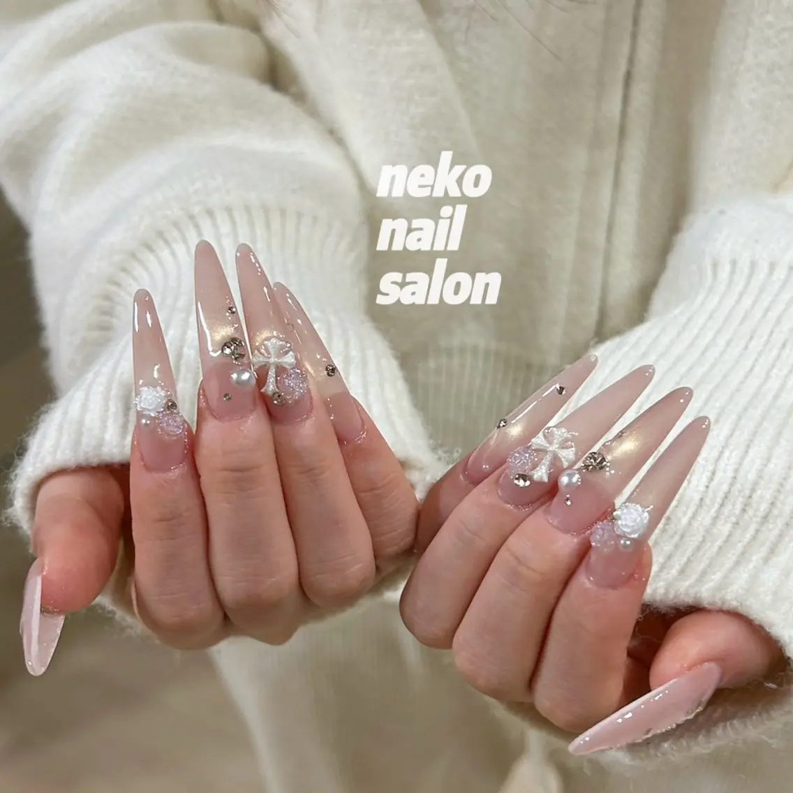 ネイル ロングネイル マグネットネイル スーパーロングネイル ワンホンネイル neko nailのネイルデザイン