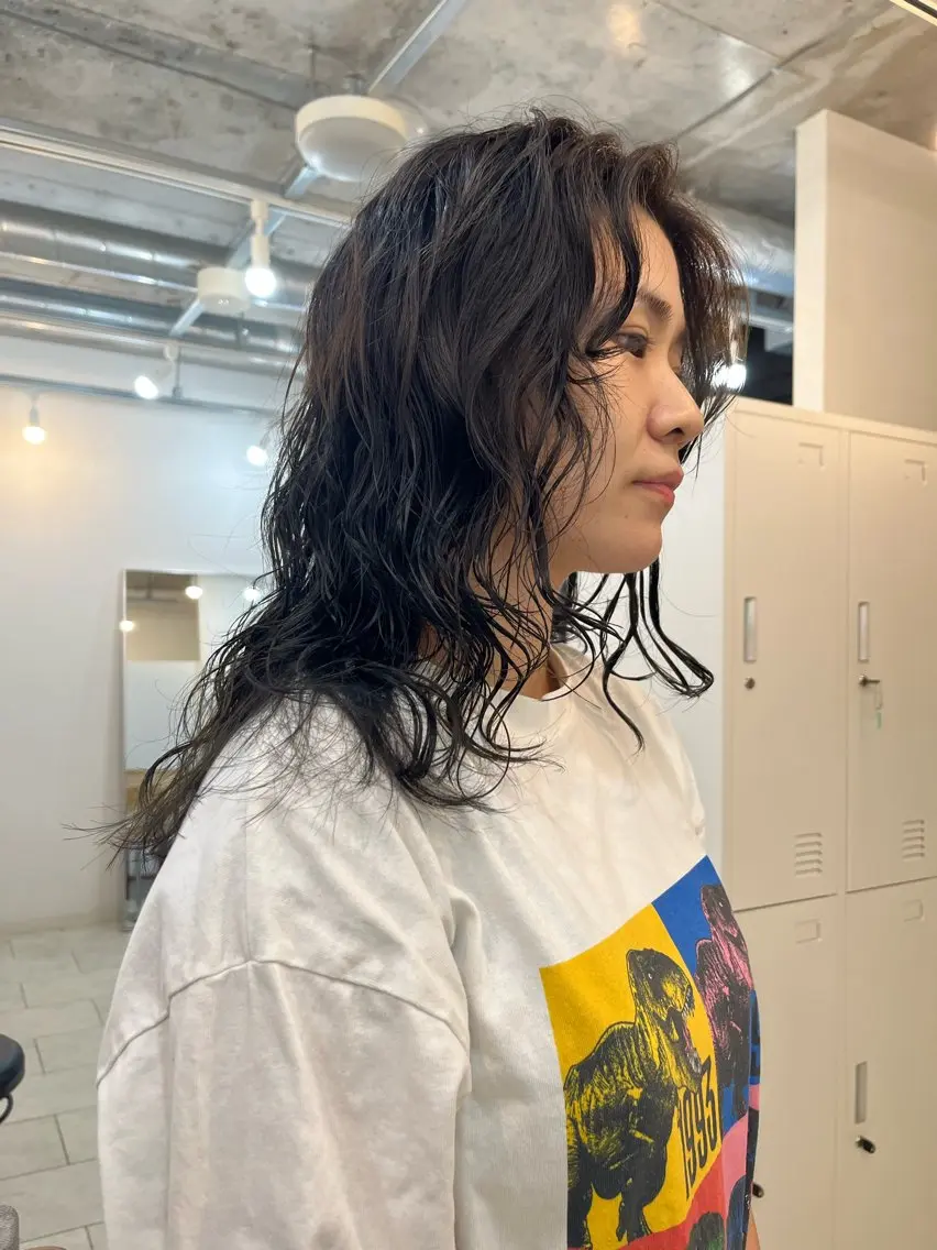セミロング カラー パーマ カット ヘアカラー パーマ eri kinjoのヘアスタイル