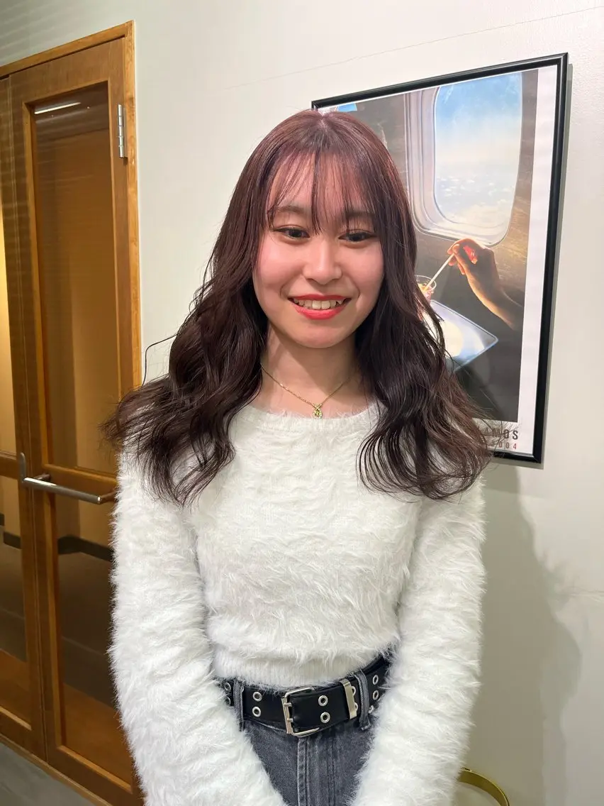 セミロング カラー 透明感カラー ダブルカラー 安藤 琢真のヘアスタイル
