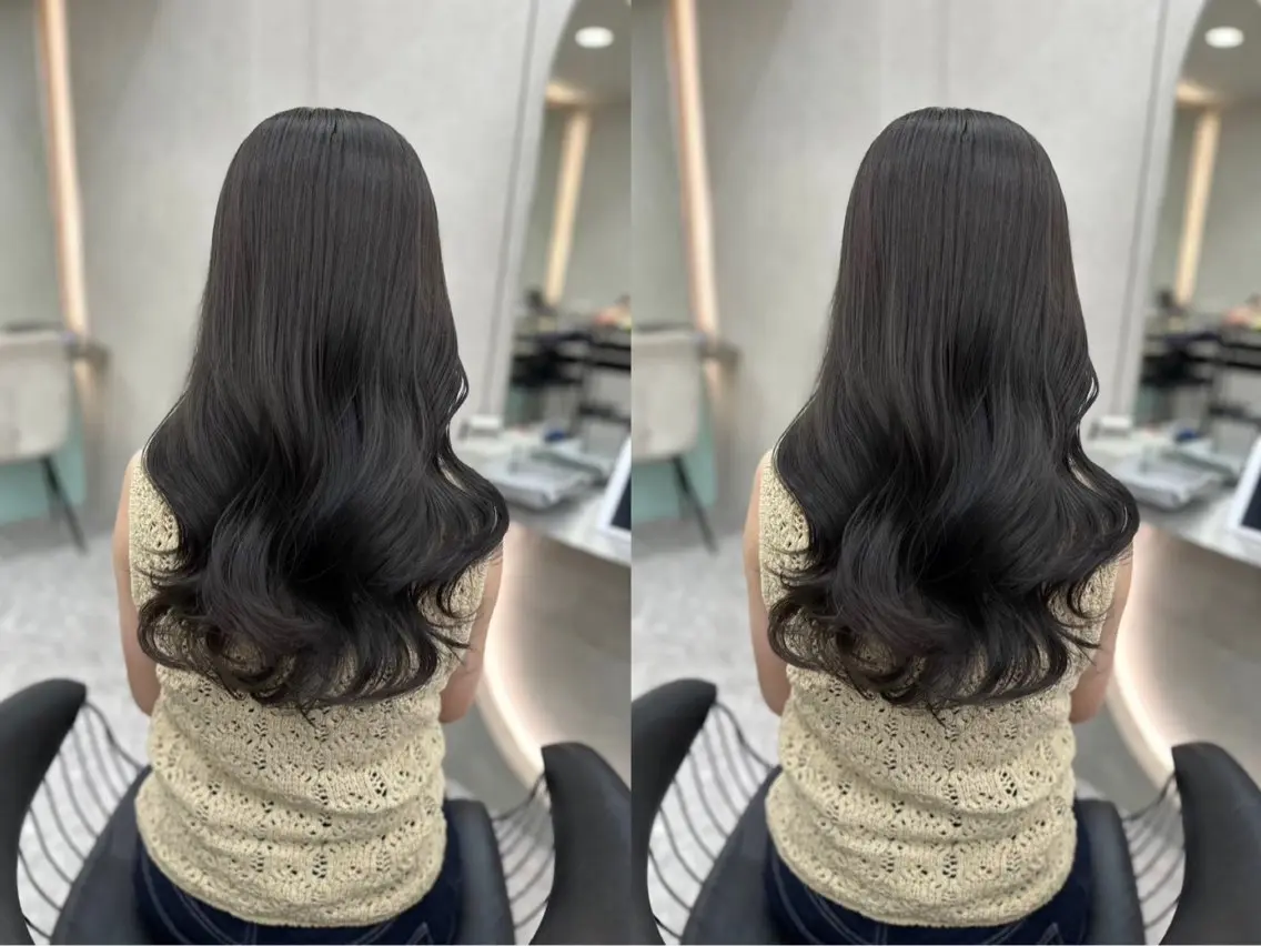 セミロング カラー 髪質改善 レイヤーカット 縮毛矯正 【博多髪質改善】 吉村　清志のヘアスタイル