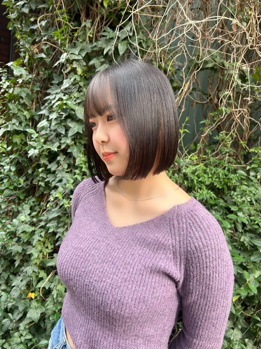 ショート カラー 切りっぱなしボブ 前下がりボブ ボブ 韓国風ヘア カット ヘアカラー トリートメント ヘアセット 【縮毛矯正ブリーチ】 MANATO🌈のヘアスタイル