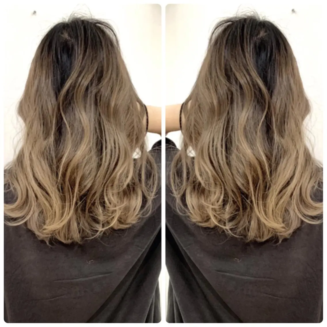 ミディアム カラー アッシュ バレイヤージュ ブリーチ デザインカラー グレージュ カット ヘアカラー トリートメント 京都大人女性ショート 徒歩1分/秋山のヘアスタイル