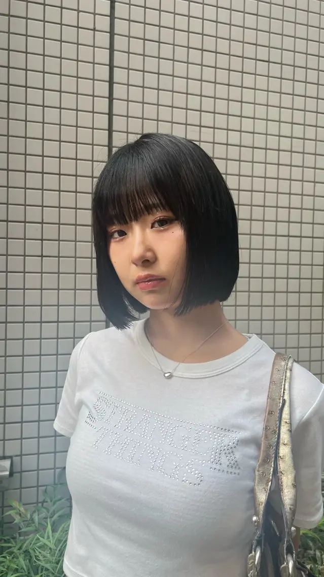 ショート カラー 黒髪 ボブ ヘアカラー トリートメント ami /yuutenjiのヘアスタイル