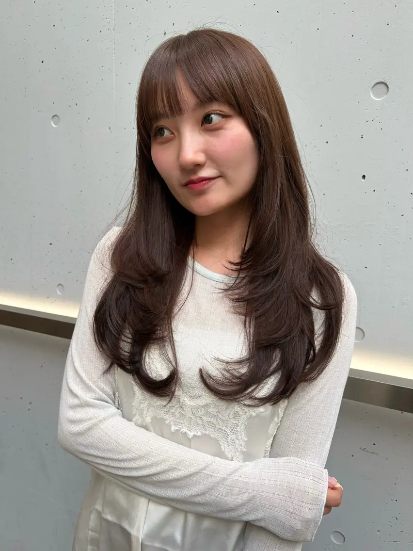 セミロング カラー カット ヘアカラー トリートメント なぎさ 🎀 / 透明感カラー/心斎橋のヘアスタイル