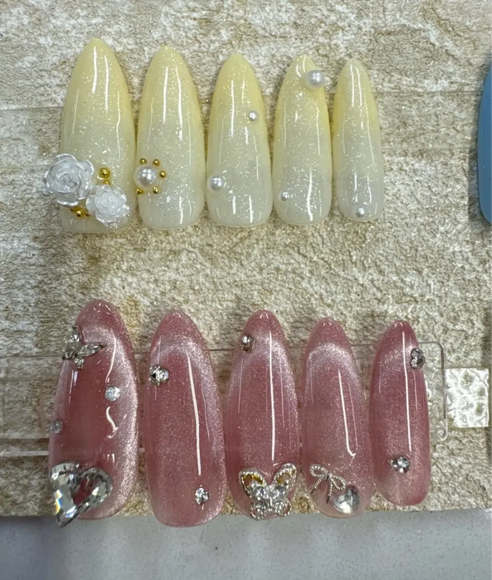 ネイル アートネイル フレンチネイル ジェルネイル ガラスフレンチ ハート Queeens nailのネイルデザイン
