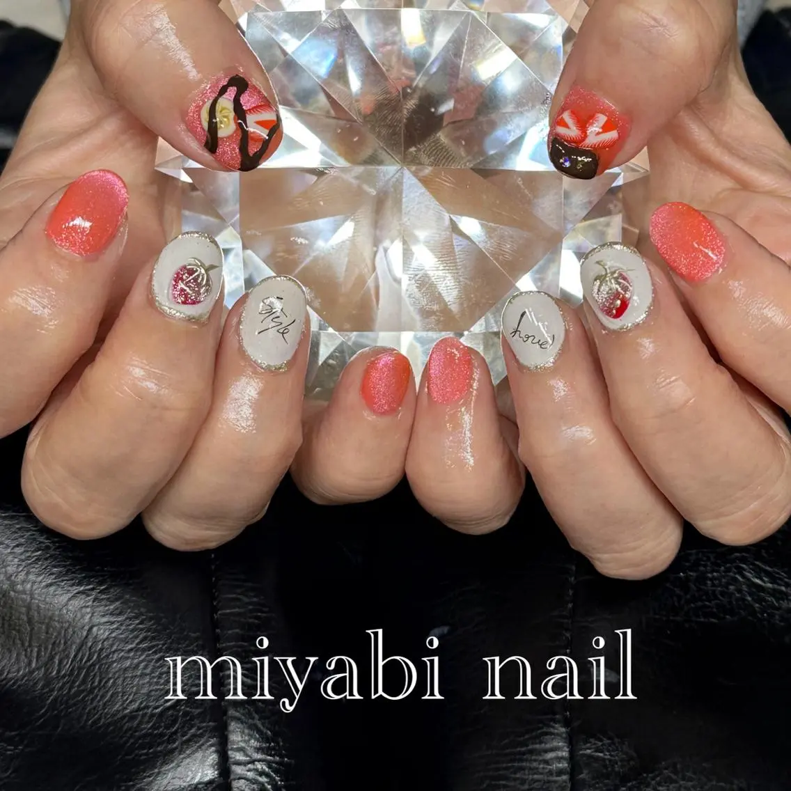 ネイル マグネットネイル 持ち込み ピンク 春ネイル ハンドネイル miyabi nail 桂川駅近くのネイルデザイン