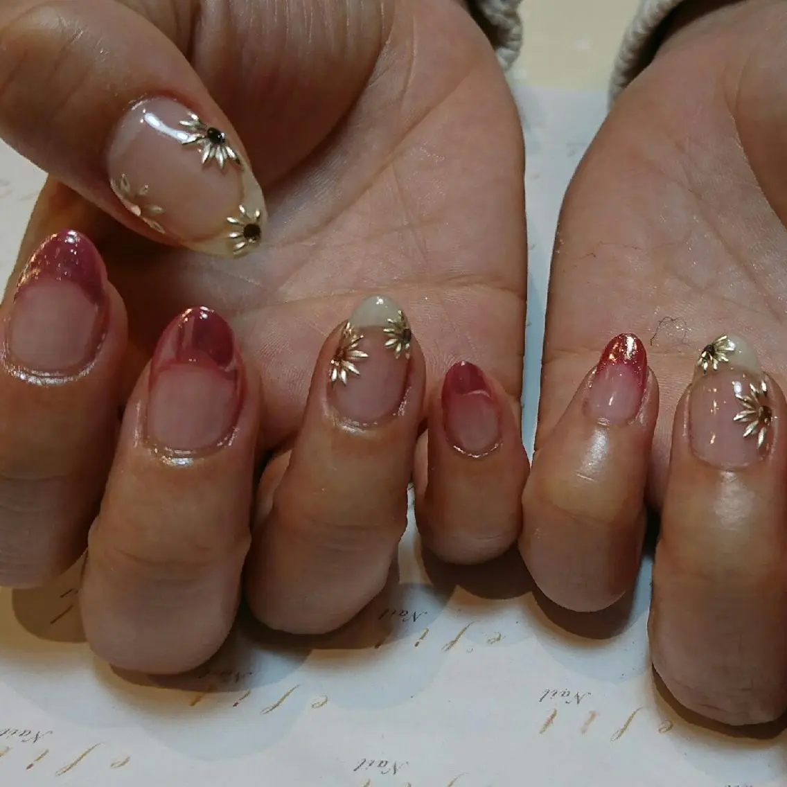 ネイル フレンチネイル ミラーネイル 持ち込み みー shakushiroのネイルデザイン