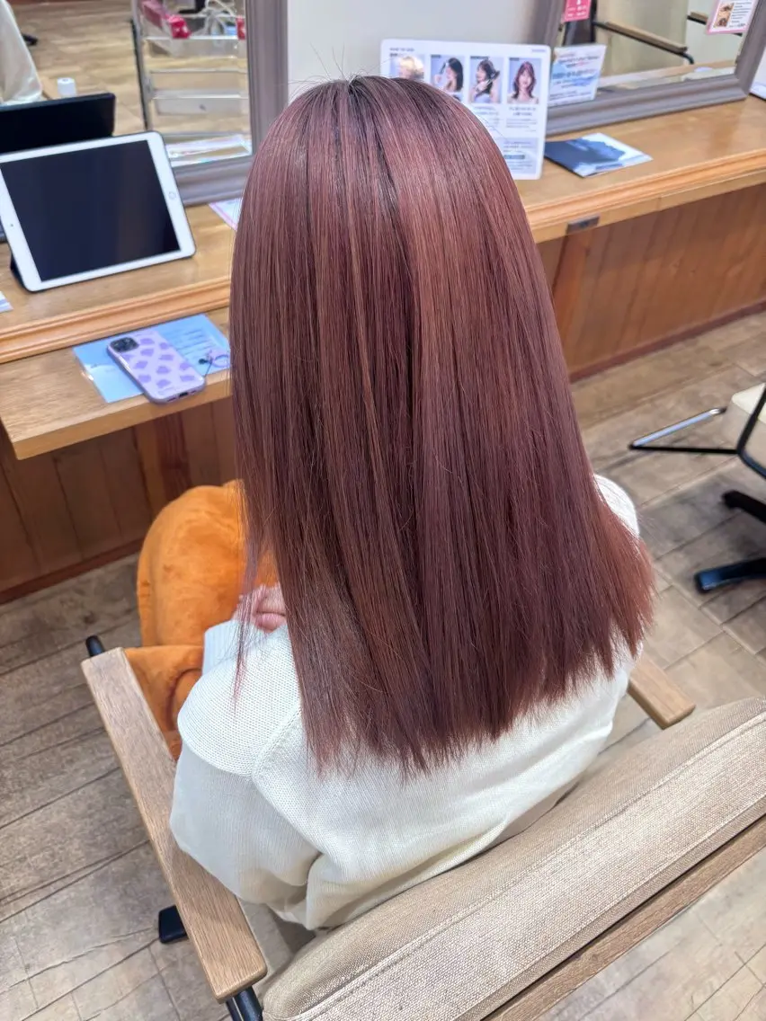 ロング カラー ブラウンカラー ピンクカラー ピンクブラウン カット ヘアカラー トリートメント Ayano_ Jill francのヘアスタイル