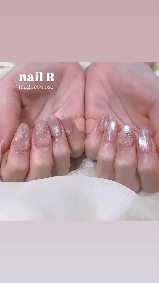 ネイル クリアネイル マグネットネイル ピンク NAILR rina 🎀ིྀ恵比寿のネイルデザイン