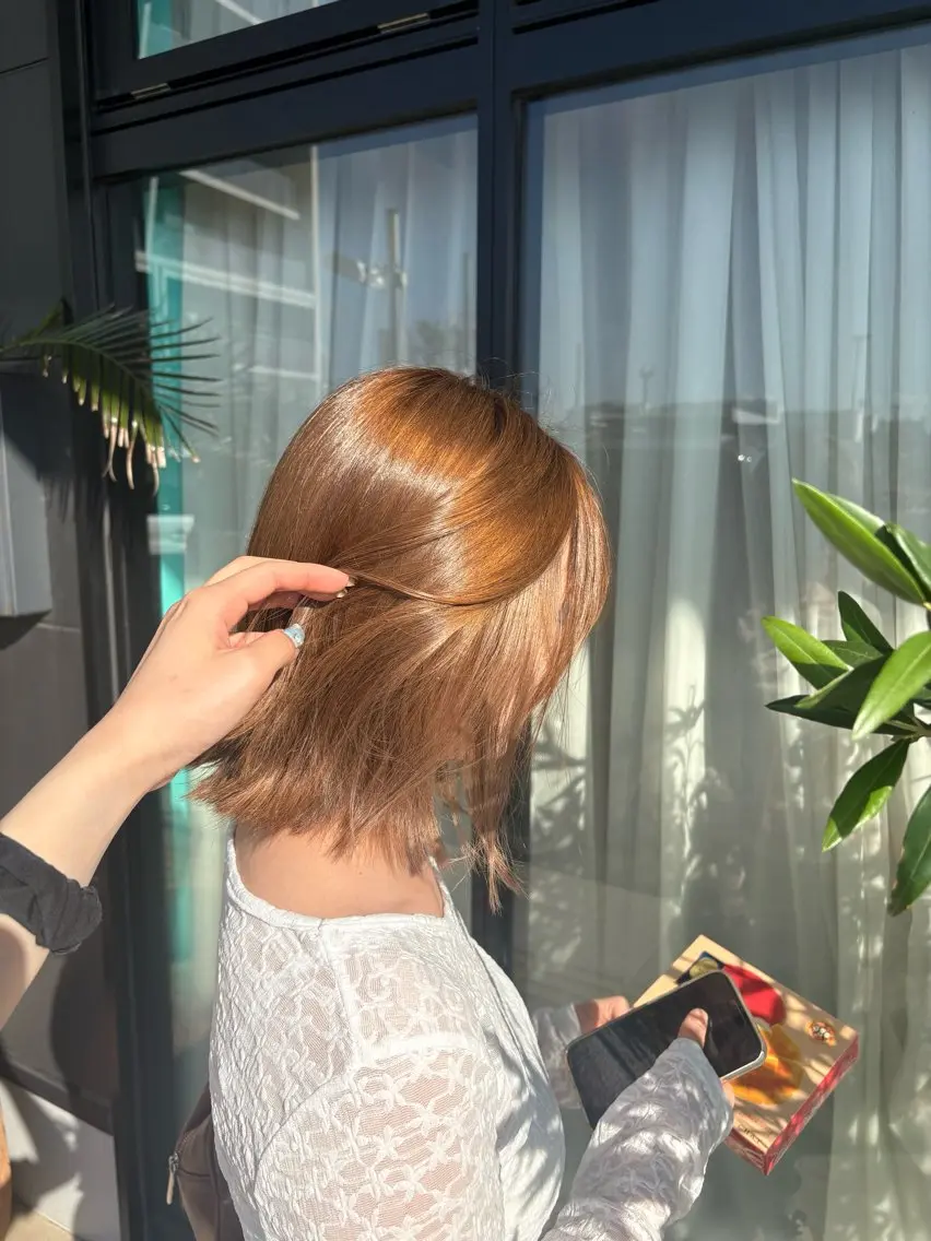 ミディアム カラー ベージュカラー ブリーチ ブラウンカラー 透明感カラー ヘアカラー 透明感カラー🤍 福田楓華のヘアスタイル