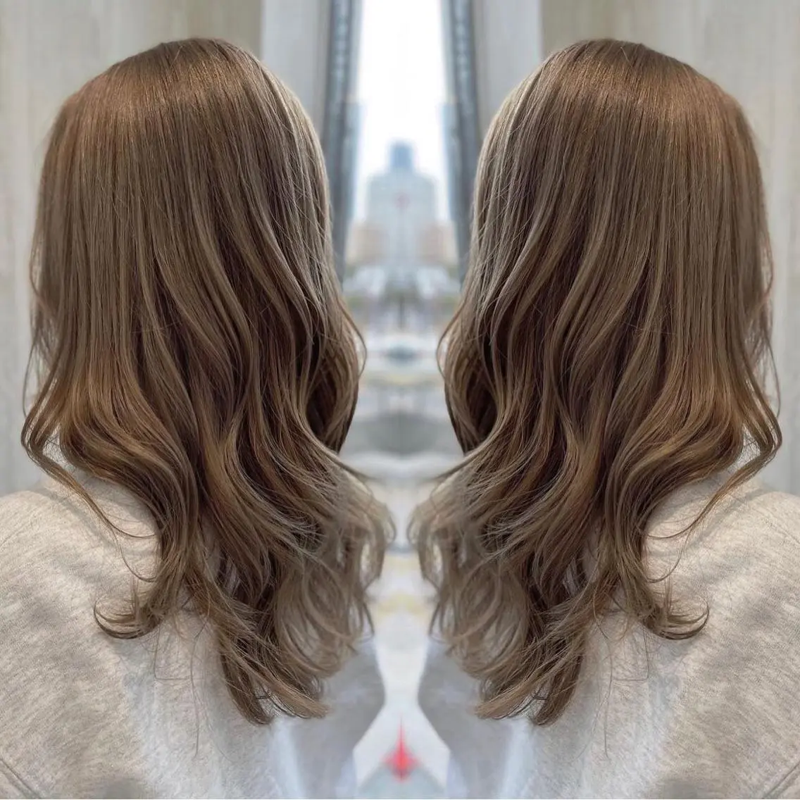 セミロング カラー アッシュ ベージュカラー ケアカラー 透明感カラー ミルキーベージュ ヘアカラー トリートメント 河合秀明/ショート /ボブ/レイヤーのヘアスタイル