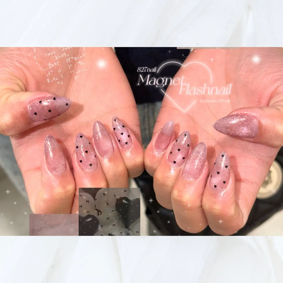 ネイル 長さ出し フラッシュネイル 韓国ネイル マグネットネイル ワンホンネイル 827nail mayu🐈🐾のネイルデザイン