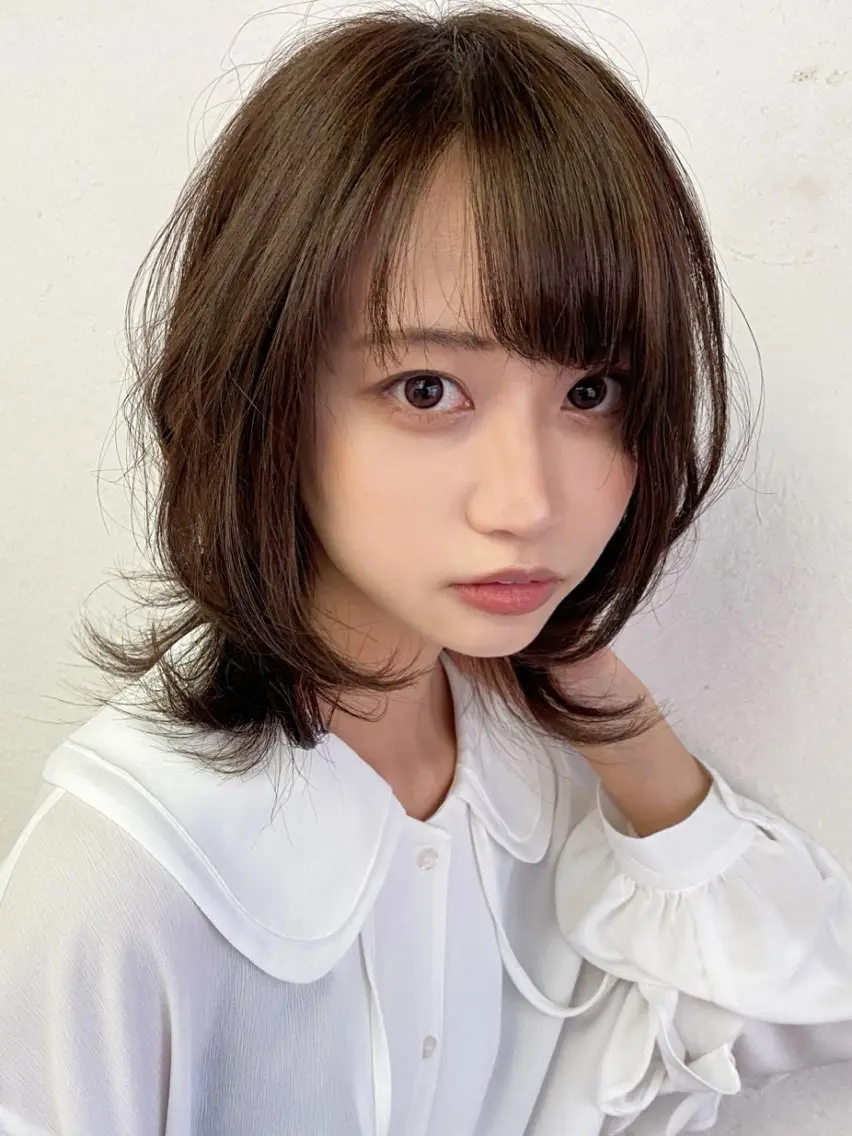 ミディアム カラー ヘアアレンジ ベージュカラー ブラウンカラー ブラウンベージュ レイヤーカット ウルフカット ivybyCIEL 女性専用サロンのヘアスタイル