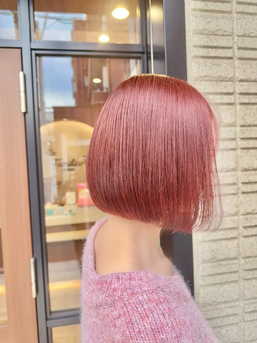 ショート ピンクブラウン ボブ 佐々木陸斗 ショート&メンズのヘアスタイル