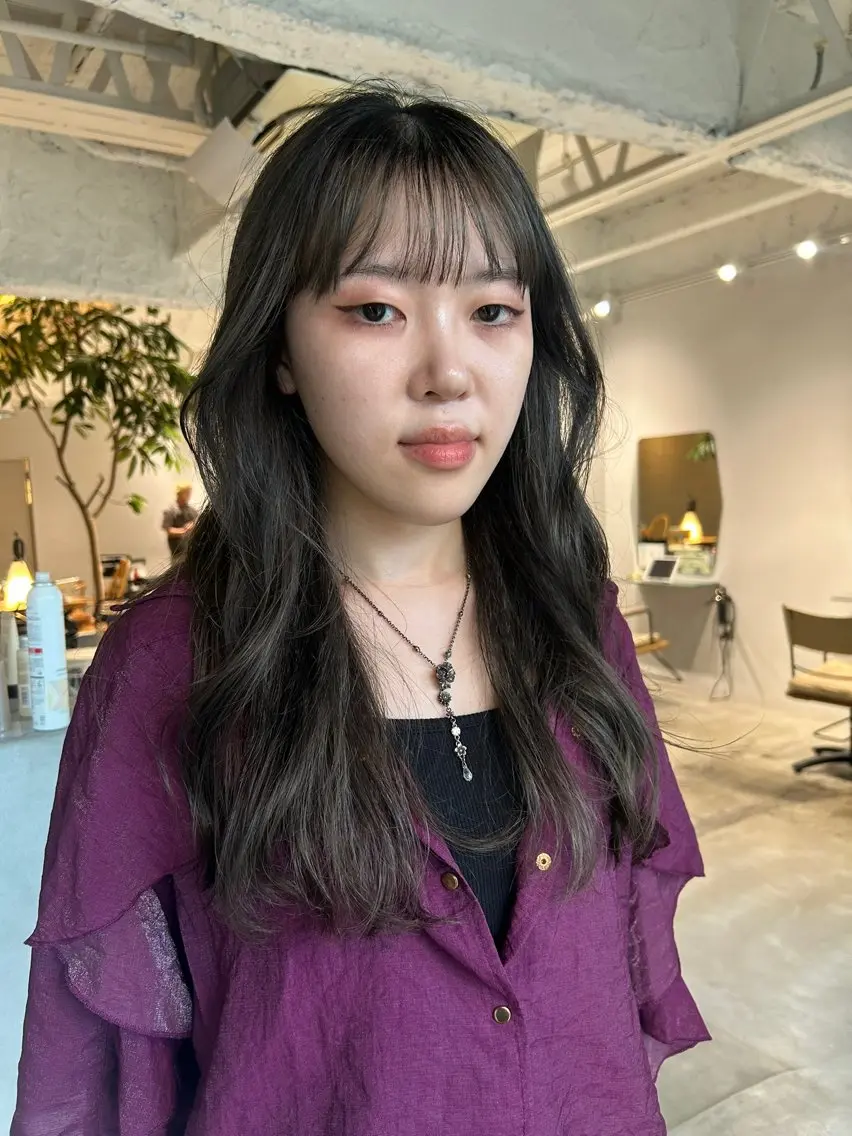 ロング カラー ブルーカラー ヘアカラー 関根 あきほのヘアスタイル