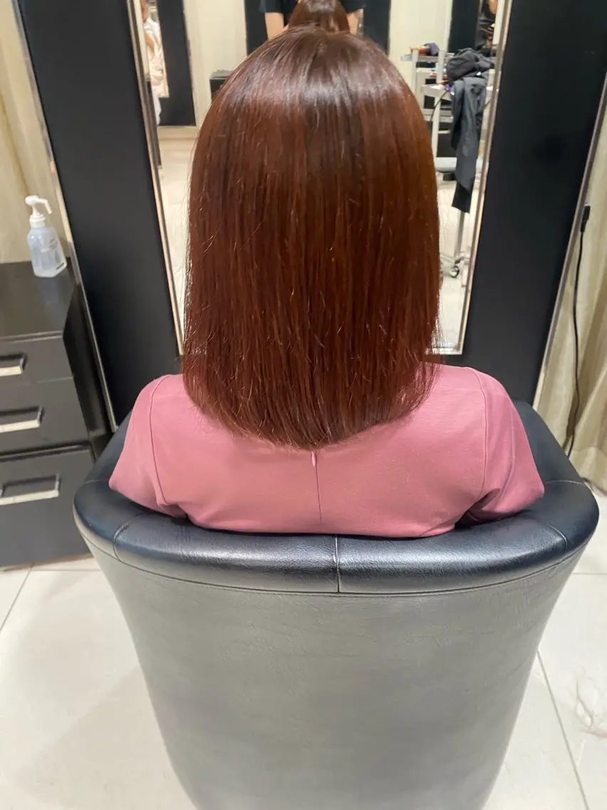 ミディアム カラー ブラウンカラー オレンジ オレンジブラウン 仲宗根 美鈴のヘアスタイル