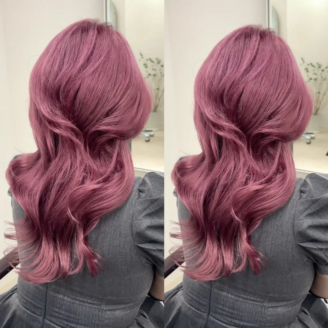 ミディアム カラー パーマ キッズ ブリーチ 透明感カラー オレンジ ピンクカラー レッドカラー ヘアカラー 盛れる艶カラー× レイヤーカット/咲来のヘアスタイル