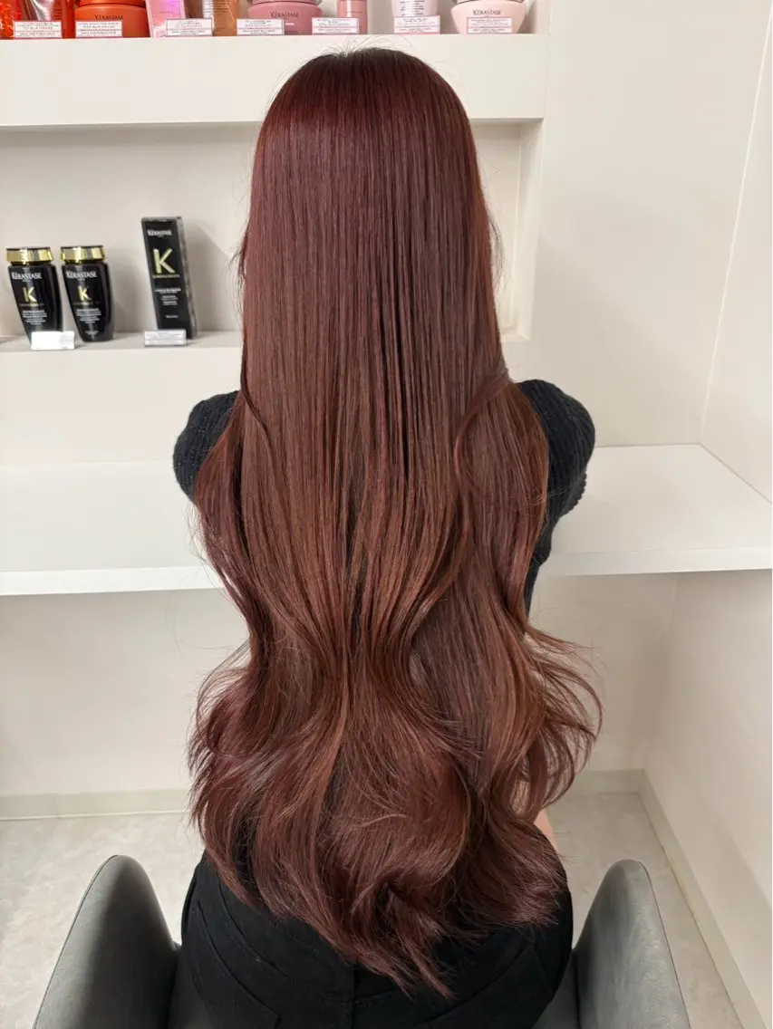 ロング オレンジブラウン ヘアカラー 心斎橋/ヘアカラー いけちゃんのヘアスタイル