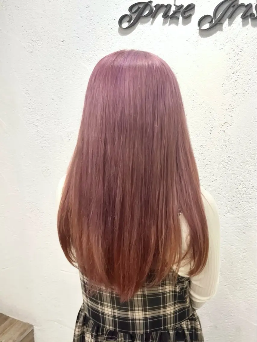 ロング カラー ベージュカラー ピンクカラー ピンクベージュ ヘアカラー トリートメント ✨レイヤーハイトーン tomoko🦋✨のヘアスタイル
