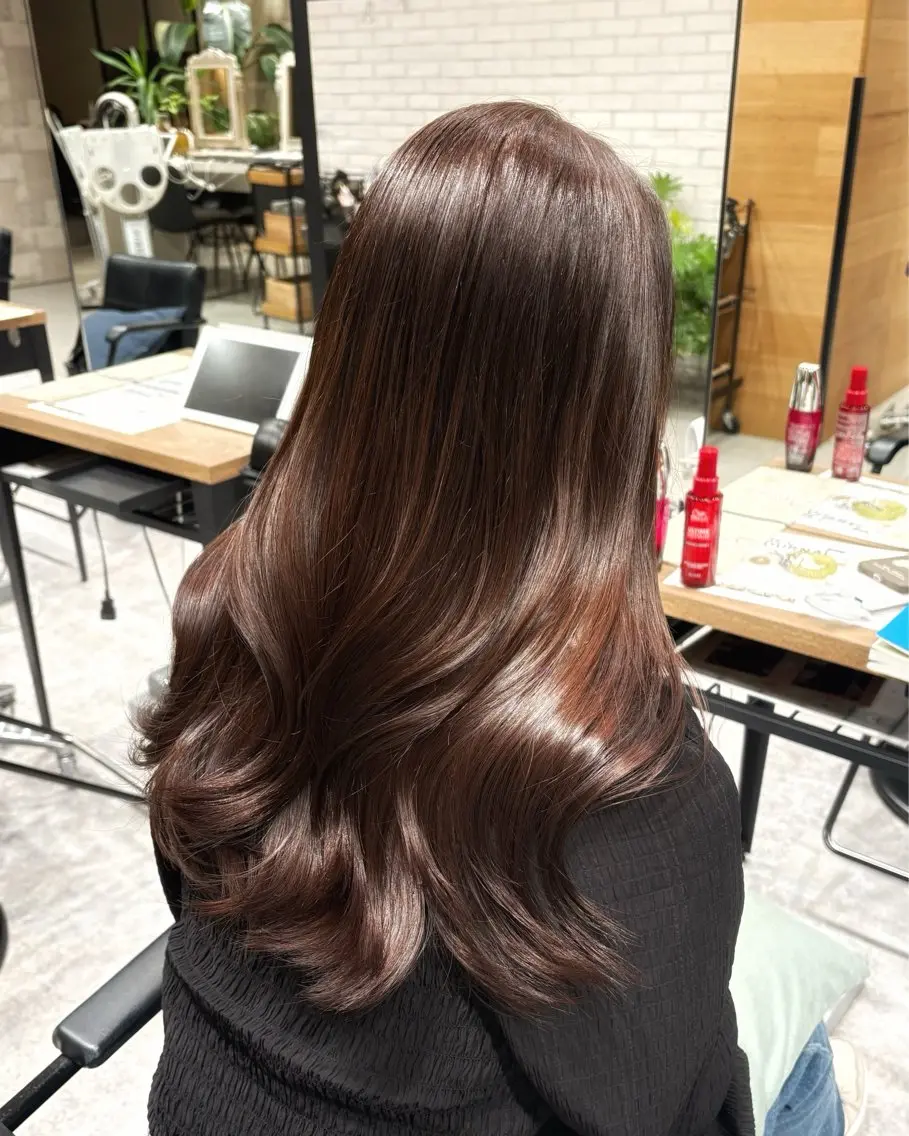 セミロング カラー ブラウンカラー ココアブラウン ヘアカラー トリートメント ヘッドスパ ヘアセット The C 海老名 SHUREIのヘアスタイル