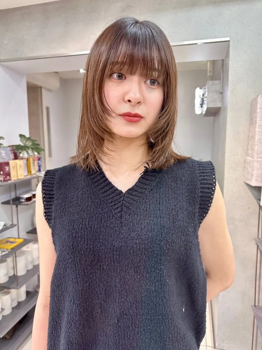 ミディアム カラー パーマウルフショート 濱田匠のヘアスタイル