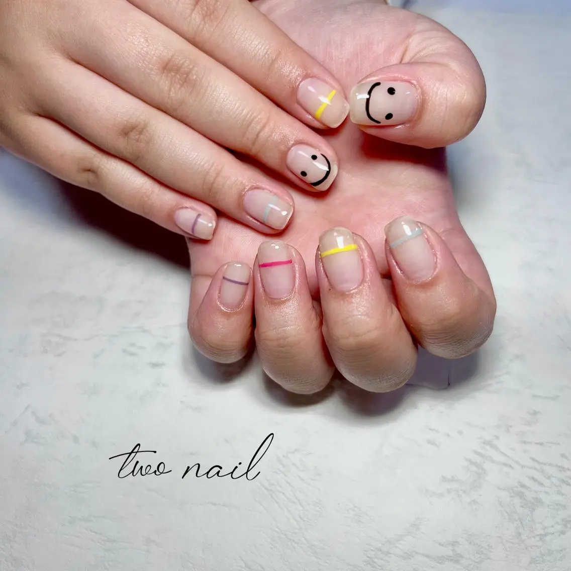 ネイル アートネイル フットネイル ハート ニュアンスネイル ホワイト two nailのネイルデザイン