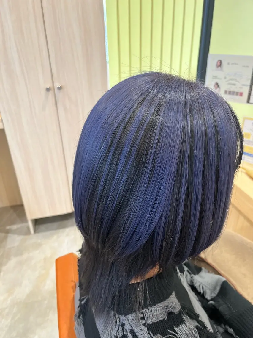 カラー ブルーカラー ブルーパープル 無料カットモデル ✂︎いおん✂︎のヘアスタイル