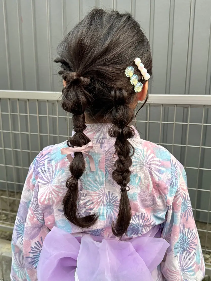 セミロング ヘアアレンジ キッズ ヘアセット大募集 ˗ˋˏairiˎˊ˗のヘアスタイル