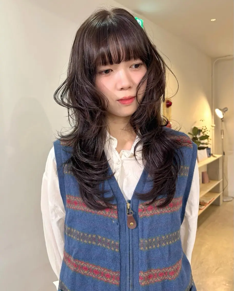 ロング カラー カット ヘアカラー mizuki/ピンク ベージュ.レイヤーのヘアスタイル