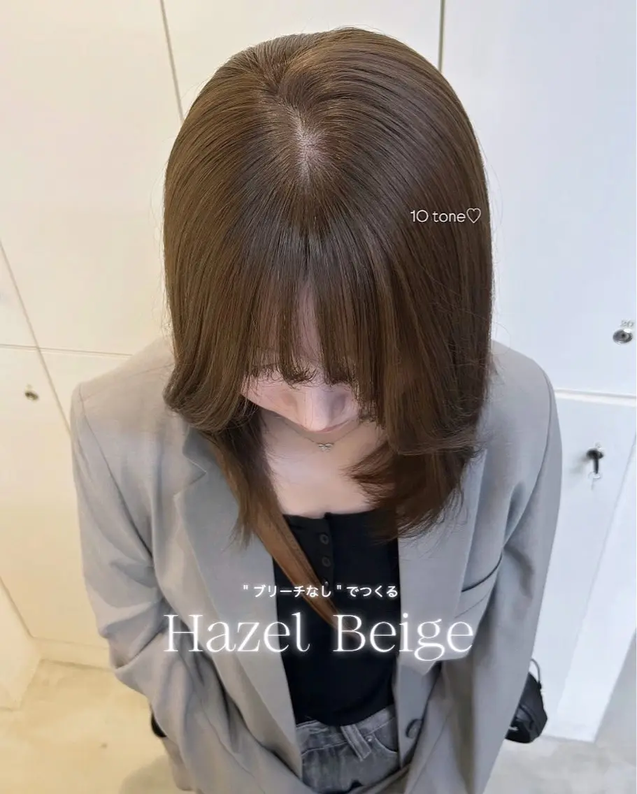 ミディアム カラー ヘアカラー トリートメント ヘアセット 透け感ベージュ🤎 韓国ヘアtakutoのヘアスタイル