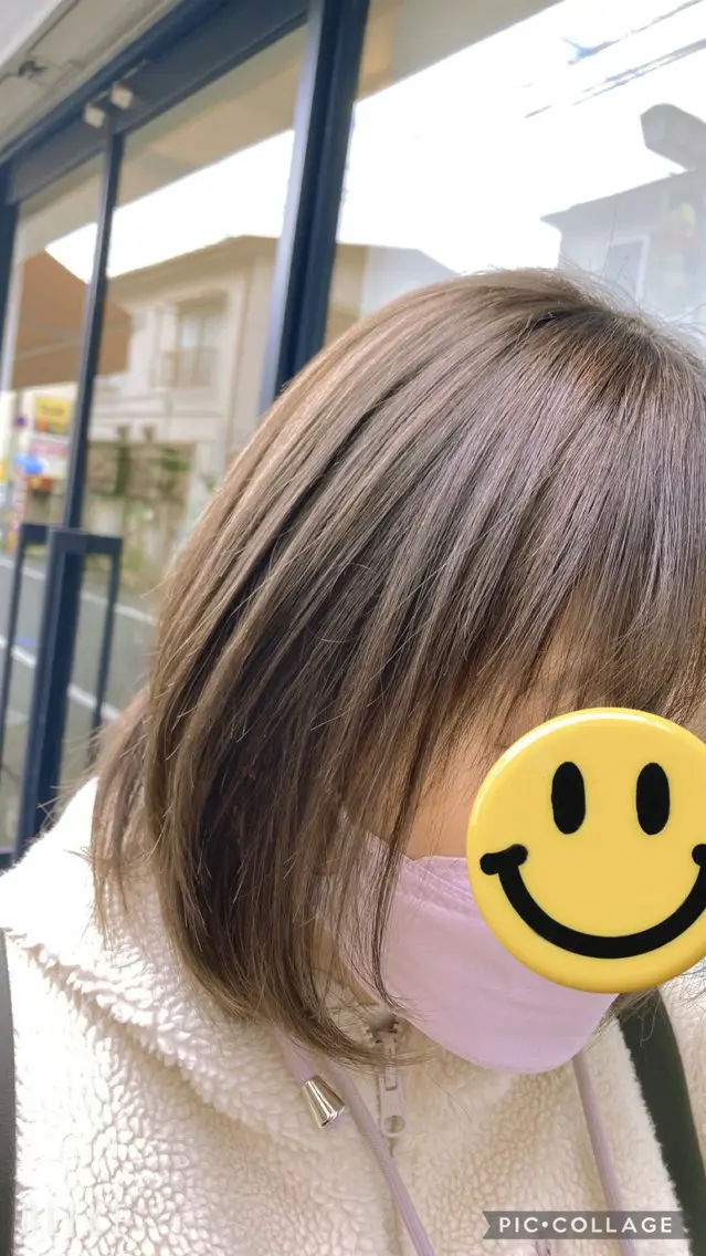 ミディアム アッシュ ハイライト ヘアカラー 白髪ぼかしハイライト 🌈福士由美子のヘアスタイル