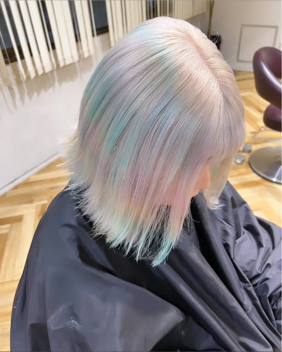 ミディアム カラー パーマ ヘアアレンジ メンズ ユニコーンカラー ヘアカラー ハイトーン特化🤍 浦住のヘアスタイル