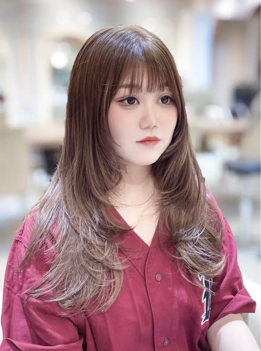 ロング カラー レイヤーカット ヘアカラー トリートメント 透明感カラー/韓国 レイヤーmomokaのヘアスタイル