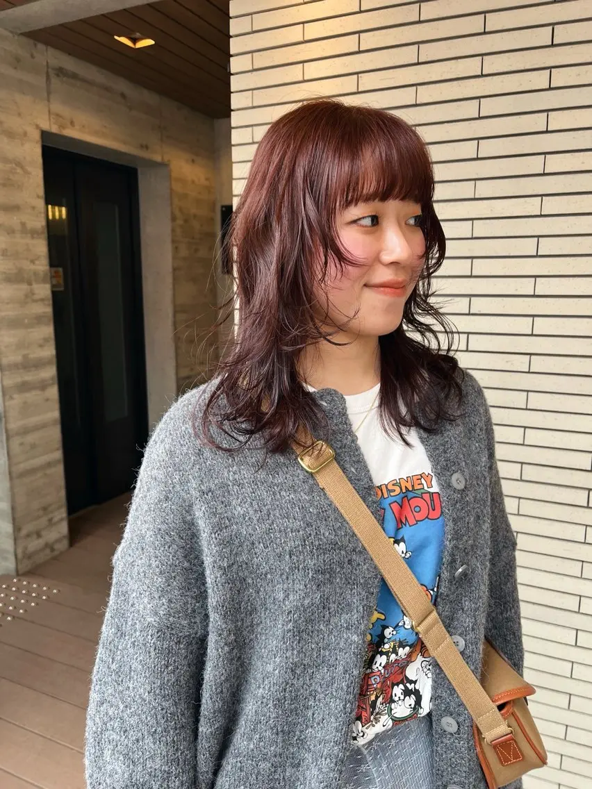 カラー ブリーチ ブリーチなしカラー オレンジ 暖色/パーマ 🌼クニトウメイのヘアスタイル