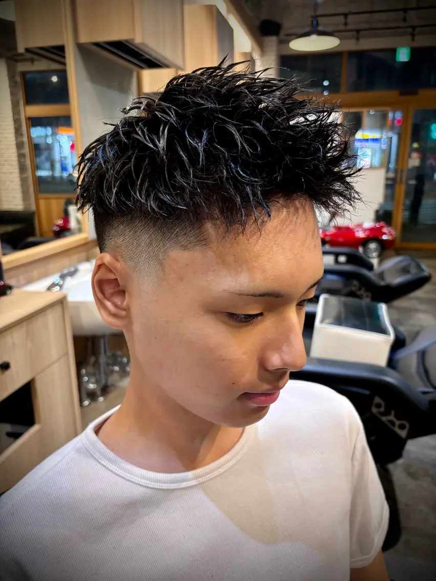 ショート パーマ メンズ 💈barber 中根 龍星のヘアスタイル