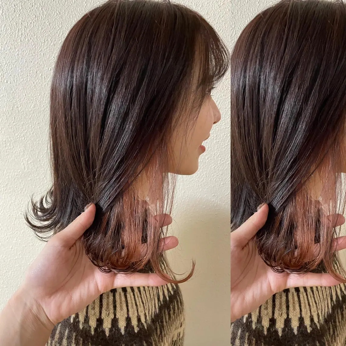 ミディアム カラー ピンクカラー カット ヘアカラー トリートメント ツキノキ ミナのヘアスタイル