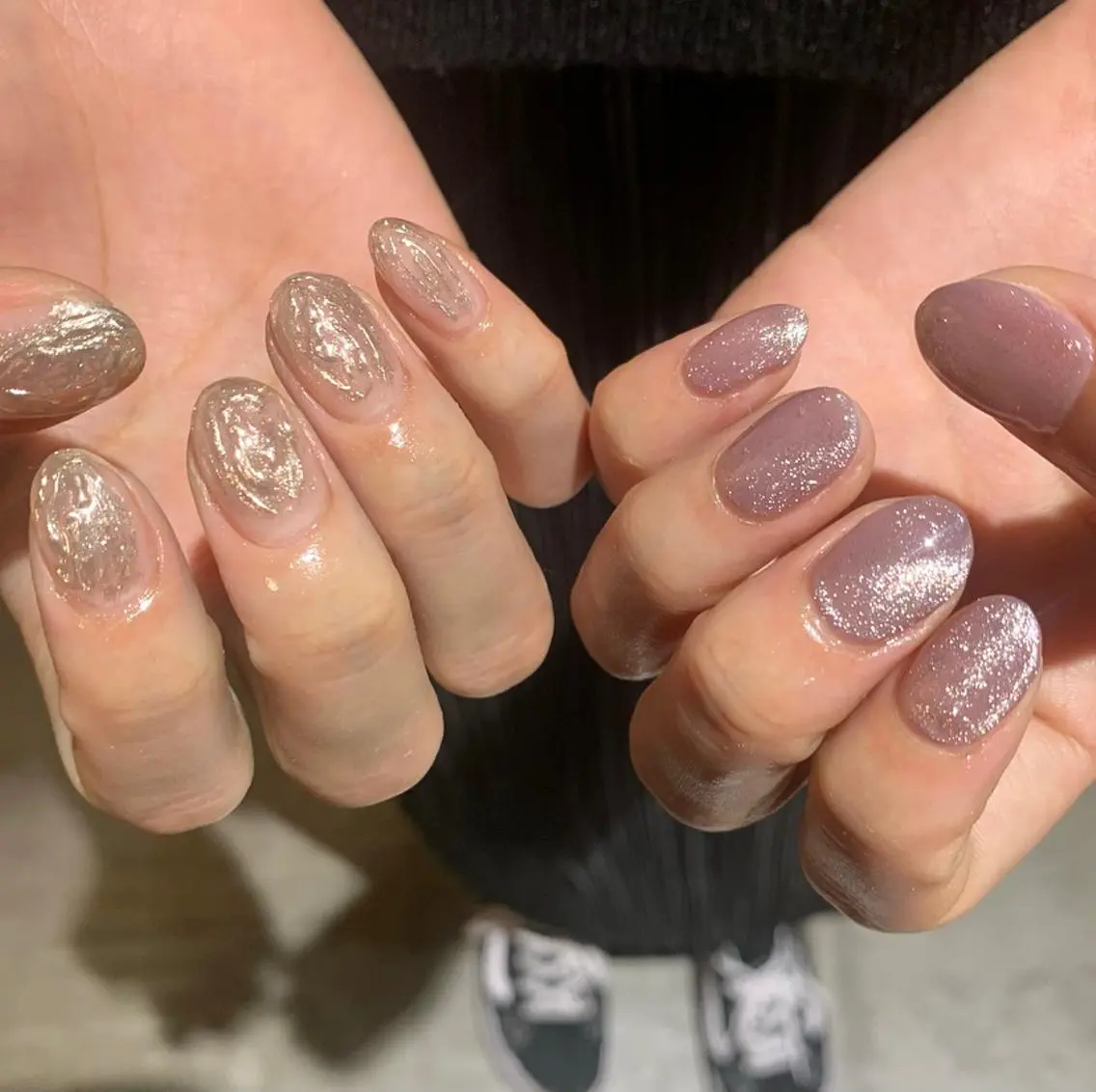 ネイル キラキラネイル マグネットネイル ミラーネイル Fumina .のネイルデザイン