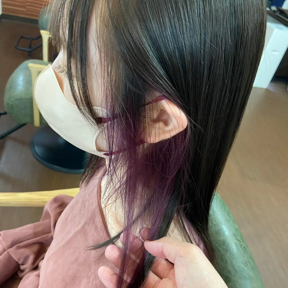 セミロング カラー ヘアカラー 💜推しインナー カラー/菊池柊真💜のヘアスタイル