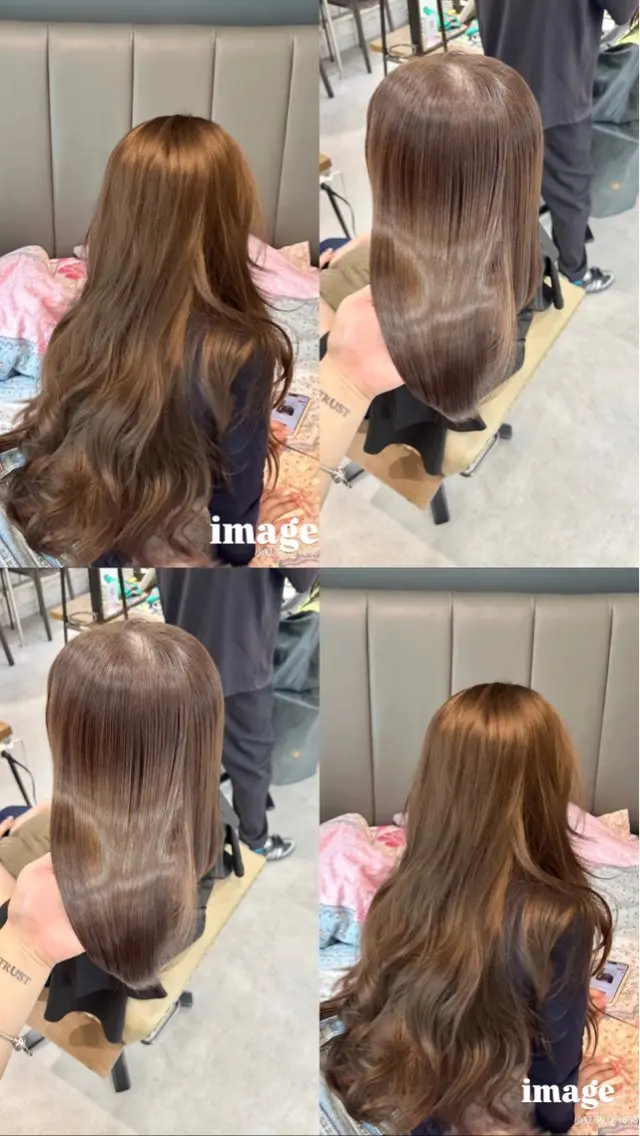 セミロング カラー 髪質改善 トリートメント ブリーチなしwカラー /艶カラー/oukaのヘアスタイル