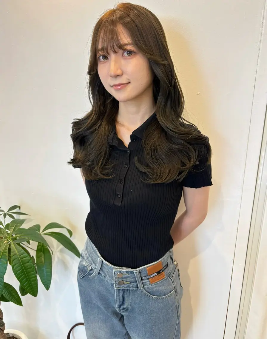 ロング カラー カット ヘアカラー トリートメント 鍋嶋 涼香のヘアスタイル