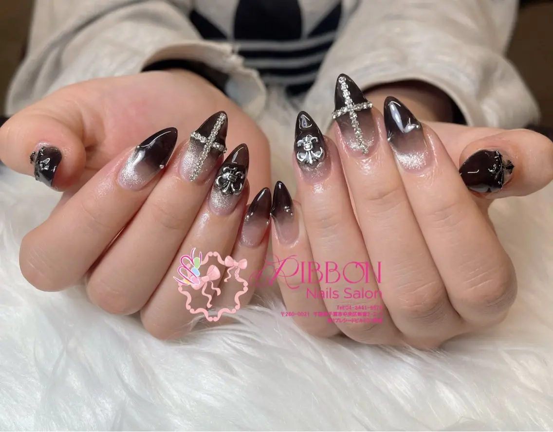 ネイル フレンチネイル ジェルネイル マグネットネイル 持ち込み ニュアンスネイル ハンドネイル Ribbonnail salonのネイルデザイン