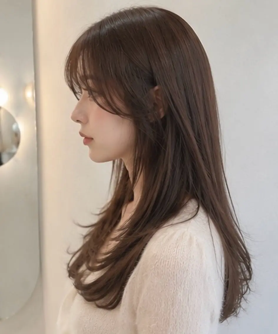 ロング 韓国風ワンホンレイヤ ー/似合わせカットのヘアスタイル