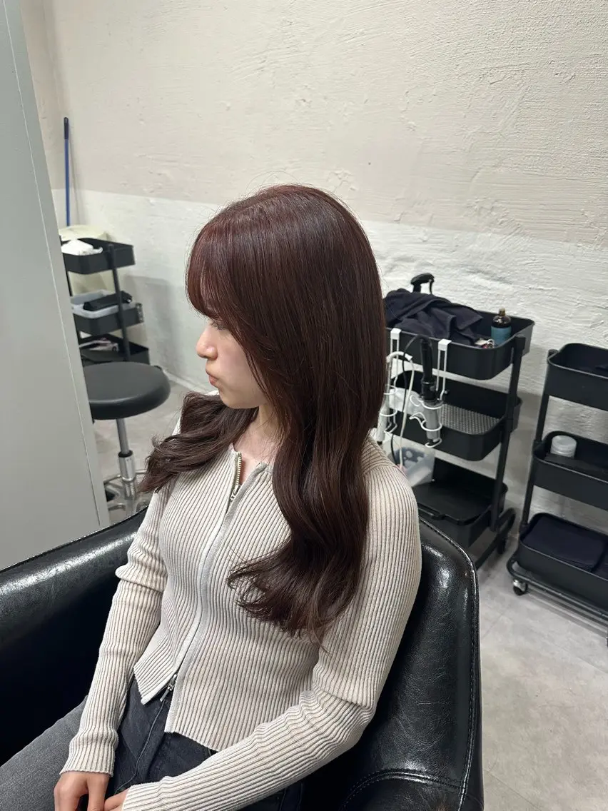 ロング カラー レッドカラー カット ヘアカラー トリートメント tokute よしかわなお🍒のヘアスタイル