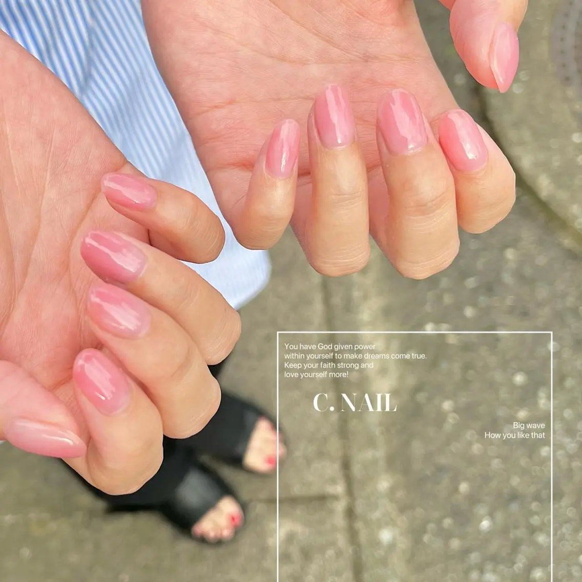 ネイル フットネイル グラデーション グリーン ハート 水色 C.Nail &Eyeのネイルデザイン