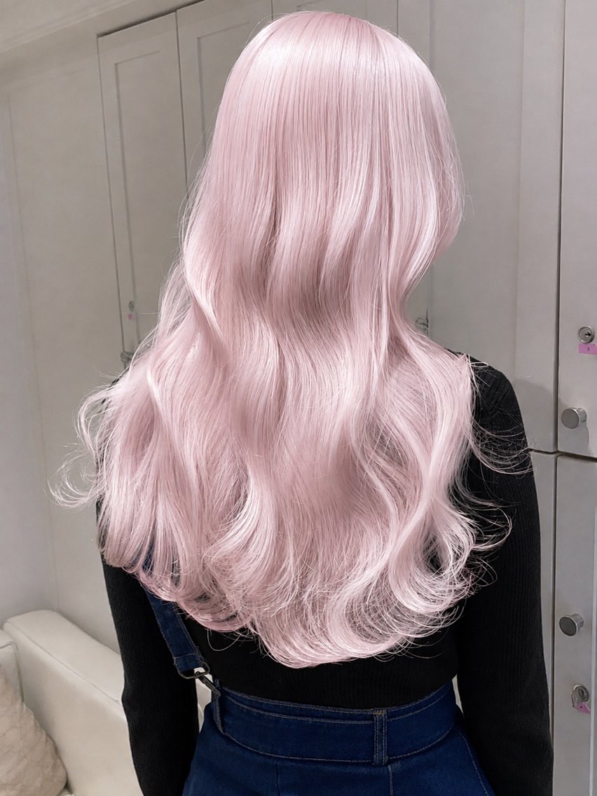 カラー ピンクカラー ホワイトピンク ヘアカラー 複雑履歴/縮毛矯正 ブリーチ/ikiRuのヘアスタイル