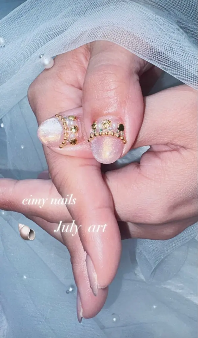 ネイル オーロラネイル クリアネイル マグネットネイル ピンク 夏ネイル ハンドネイル eimy nails♡のネイルデザイン