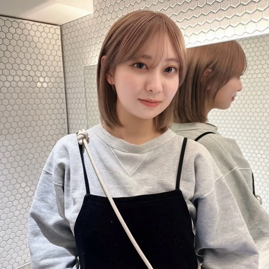 ショート 切りっぱなしボブ ボブレイヤー ボブ レイヤーカット カット トリートメント ヘーゼルベージュ 🩰🤎miharuのヘアスタイル