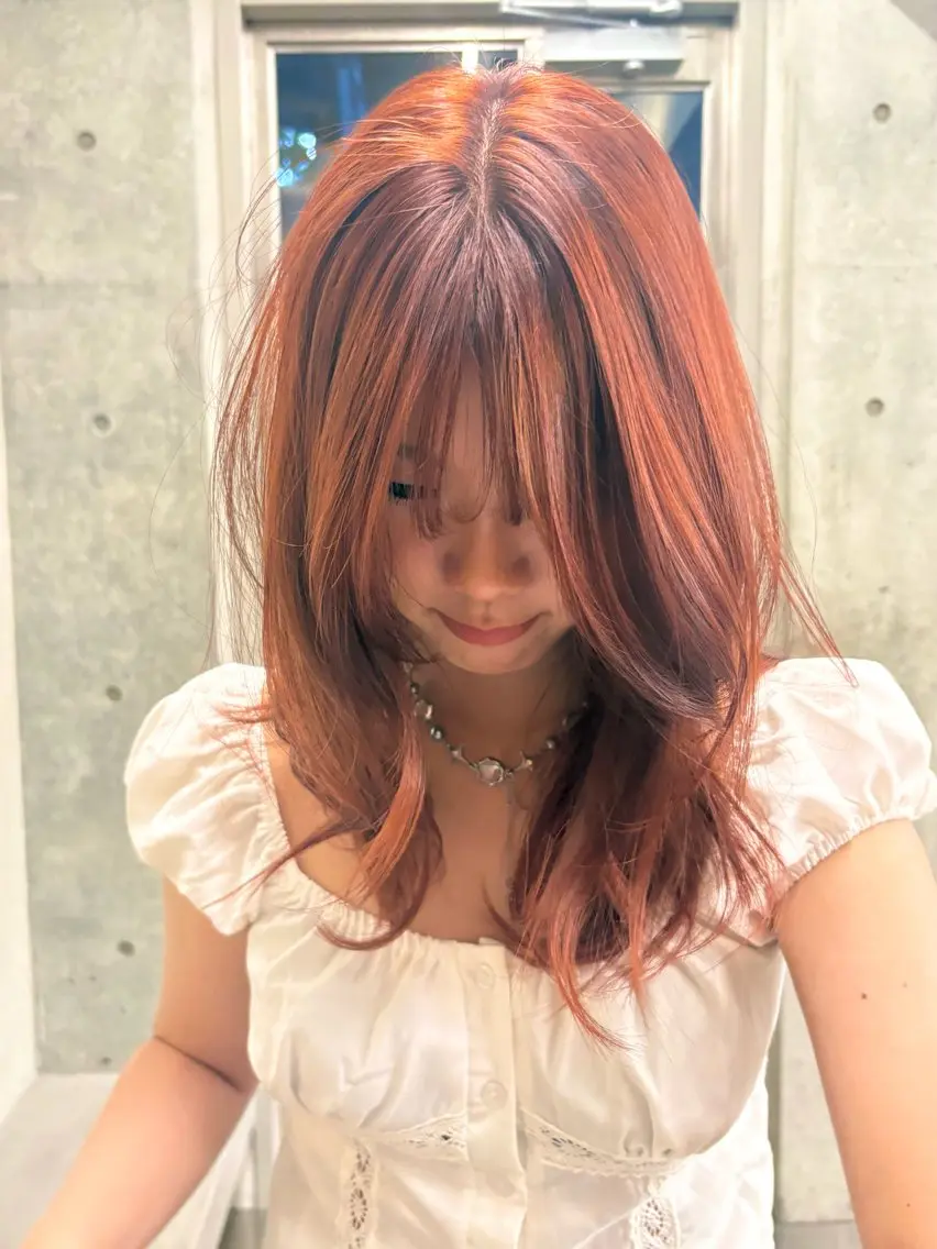 ミディアム カラー ヘアカラー トリートメント Saki/レイヤー/ 韓国/透明感カラーのヘアスタイル